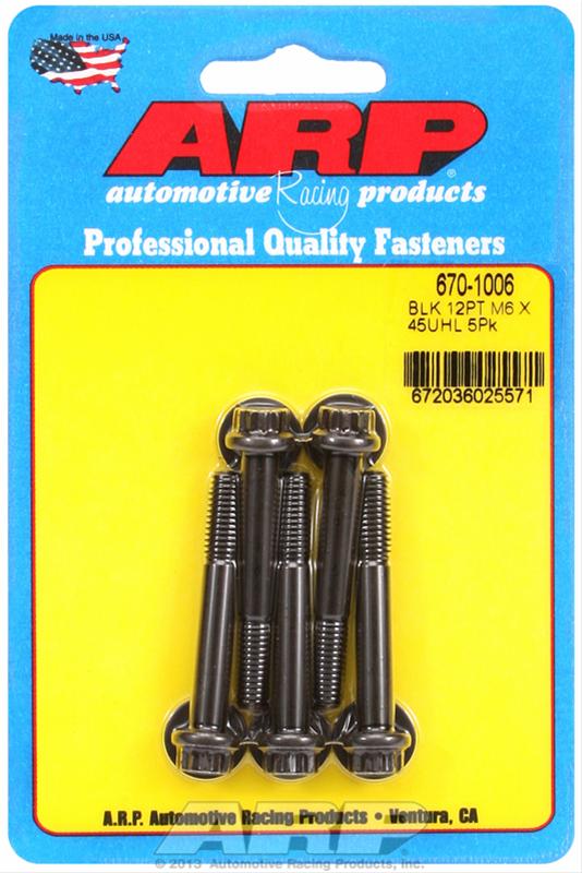 ARP M6 x 1.00 x 45 12pt Black Oxide Bolts (5/pkg)