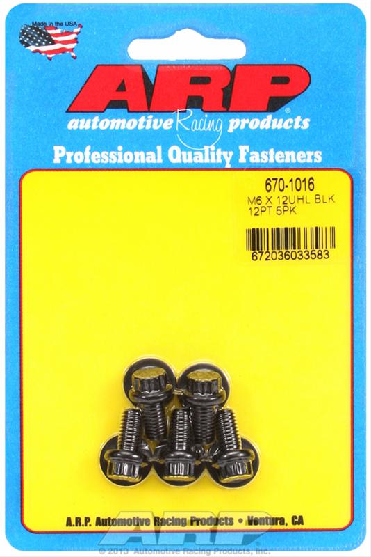 ARP M6 x 1.00 x 12 12pt Black Oxide Bolts (5/pkg)
