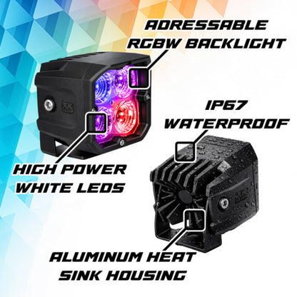 XKGlow RGBW Addressable Cube Light Kit - Flood Beam