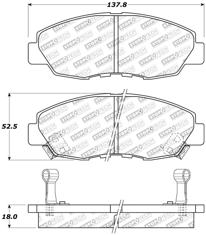 StopTech Performance 97-99 Acura CL / 94-97 Honda Accord Coupe / 90-97 Accord Sedan Front Brake Pad Stoptech