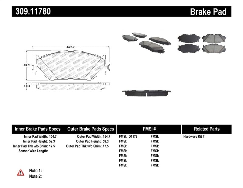 StopTech Performance 06-10 Lexus IS250 Front Brake Pads Stoptech