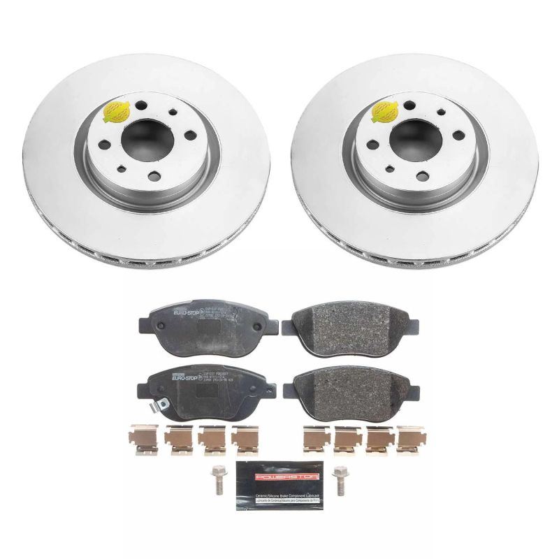 Power Stop 12-19 Fiat 500 Front Euro-Stop Brake Kit PowerStop