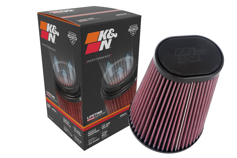 K&N Universal Round Clamp-On Air Filter 4-1/2in FLG, 5-7/8in B, 3-1/4in X 4-1/2in T, 8in H