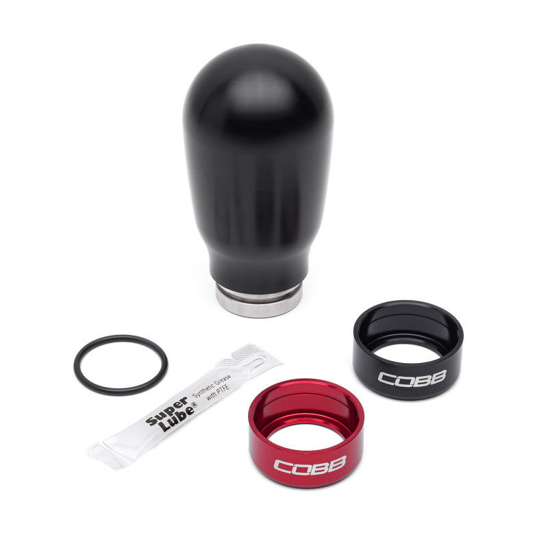 COBB Subaru 6-Speed Tall Weighted COBB Shift Knob - Black (Incl. Both Red + Blk Collars) 213370-BK