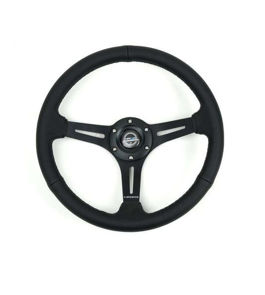 NRG Innovations 350mm Reinforced Slit-Spoke Steering Wheel - Perforated Leather - Matte Black Spokes – RST-030PR-BK