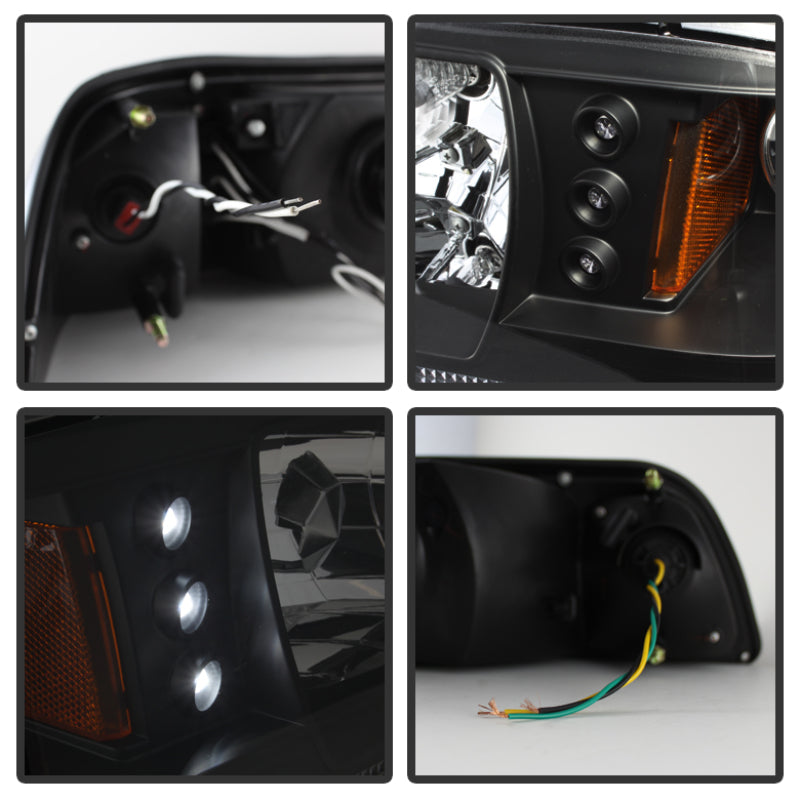 Spyder Ford Mustang 87-93 1PC LED (Replaceable LEDs)Crystal Headlights Black HD-YD-FM87-1PC-LED-BK SPYDER