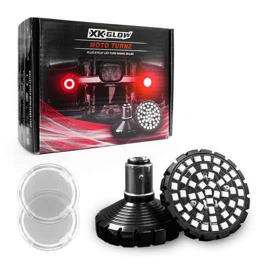 XKGlow Motorcycle Rear LED Turn Signal Kit - 1156 Bullet Style Clear Lenses - Part XK1156B-R-C