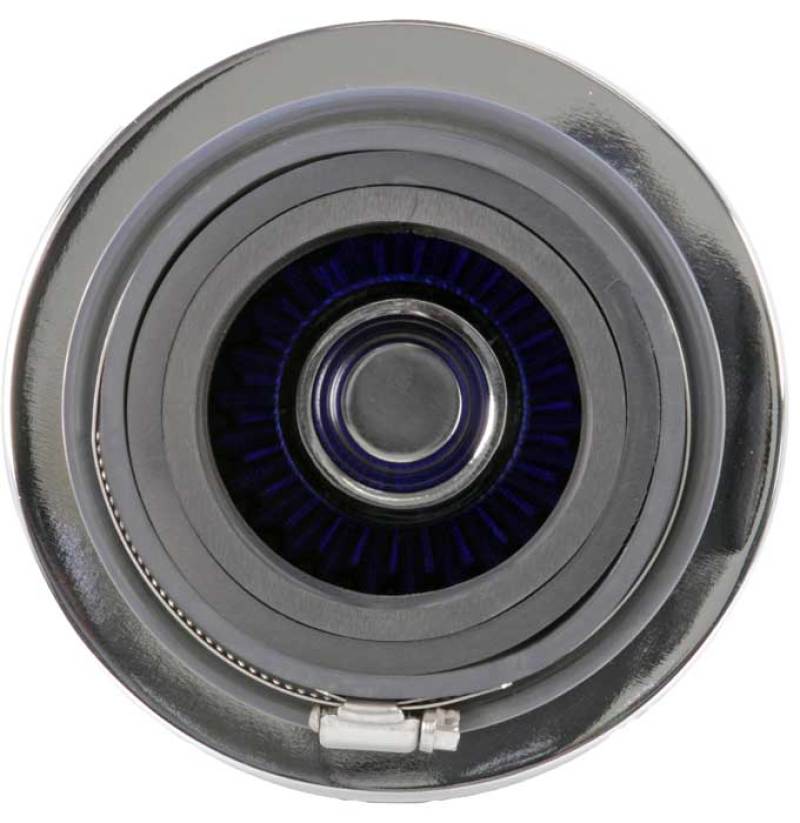 K&N Universal Air Filter Chrome Round Tapered Blue - 4in Flange ID x 1.125in Flange Length x 5.5in H K&N Engineering