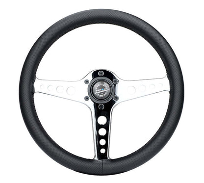 NRG Light Weight Gaming Steering Wheel - Driftz 350mm 3 Chrome Spokes Perforated Leather - ST-034CH-PR