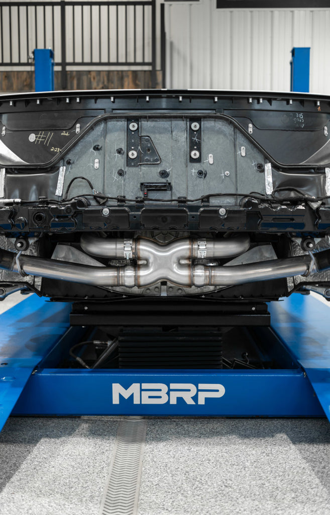 MBRP 20-21 Chevrolet Corvette C8 3in Cat Back Quad Split Rear Exit w/ Carbon Fiber Tips - T304 - S70403CF MBRP