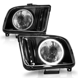 ANZO 05-09 Ford Mustang Crystal Headlights w/ RX Halo - 121033