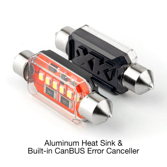 XKGlow 2pc 39mm White Festoon Error Free Ultra Bright LED Bulbs with Built-in Canbus - Part XK-FT39-W