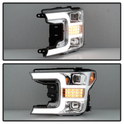 Spyder Signature Ford F150 18-19 (Halogen Model) Proj. Headlights - Chrome (PRO-YD-FF15018-LBSEQ-C) SPYDER