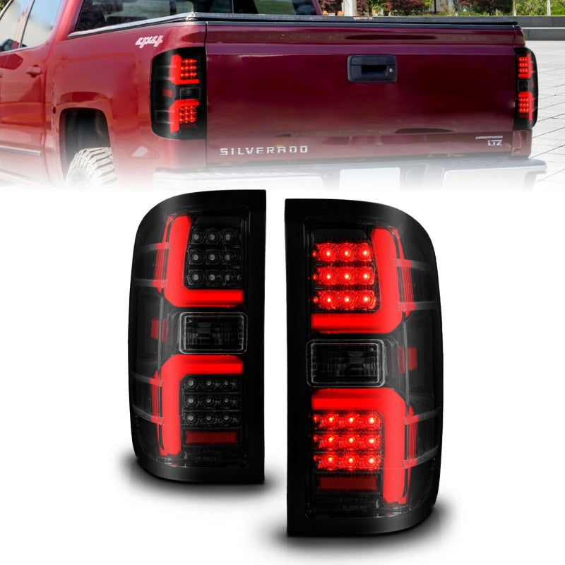 ANZO 15-19 Chevrolet Silverado 2500 HD/3500 HD LED Taillight w/ Sequential Black Housing/Smoke Lens ANZO