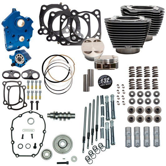 S&S Cycle 2017 M8 132in Power Pk w/ Chrm Pushrod Tubes & Gear Drive Cam Blk Granite w/ HL Incl. VVT