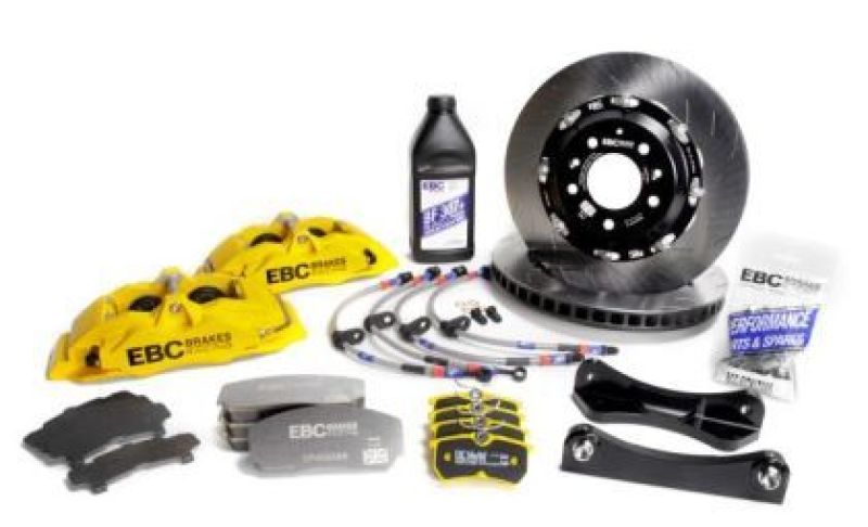 EBC Racing 01-13 Mini Cooper S R53/R56 1.6L Yellow Apollo-4 Calipers 330mm Rotor Front Big Brake Kit EBC