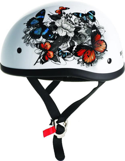 Bikers Choice Skid Lids White Rose Original Helmet- Medium - 649526
