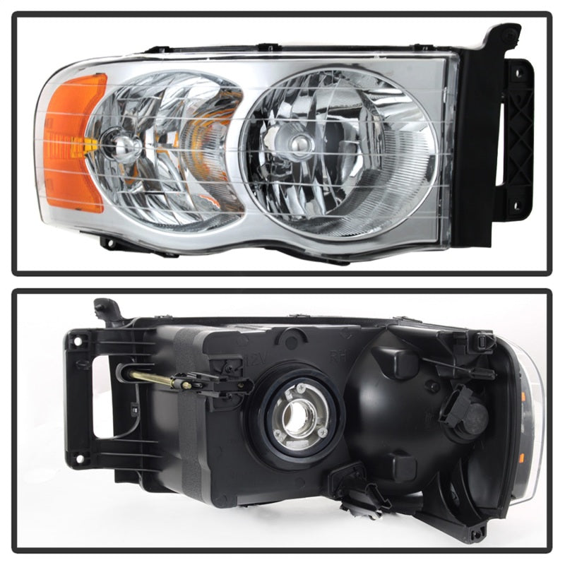Xtune Dodge Ram 1500 02-05 Amber Crystal Headlights Chrome HD-JH-DR02-AM-C SPYDER