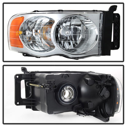 Xtune Dodge Ram 1500 02-05 Amber Crystal Headlights Chrome HD-JH-DR02-AM-C SPYDER