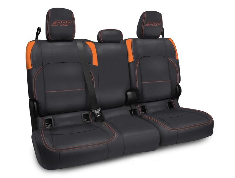 PRP Jeep Wrangler JT Rear Bench Covers - with no Armrest - Black/Orange B055-07