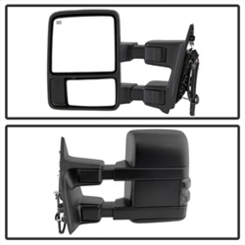 xTune Ford SuperDuty 08-15 Extendable Heated Mirrors w/ LED Signal Smoke MIR-FDSD08S-PW-SM-SET SPYDER