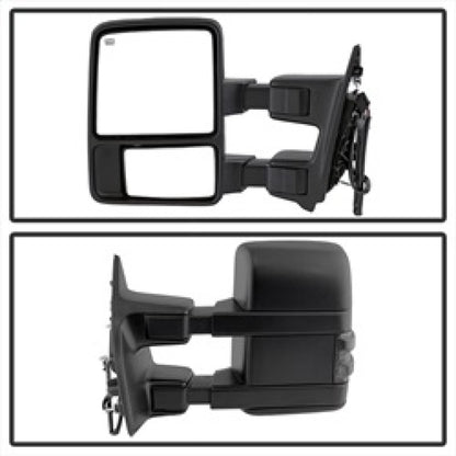 xTune Ford SuperDuty 08-15 Extendable Heated Mirrors w/ LED Signal Smoke MIR-FDSD08S-PW-SM-SET SPYDER