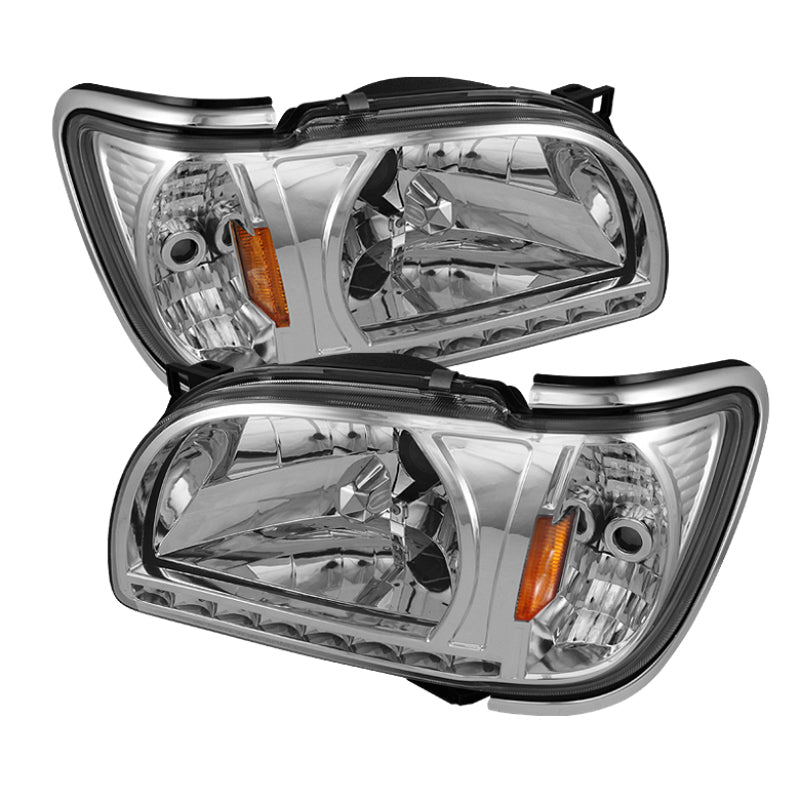 Xtune Toyota Tacoma 01-04 1 Piece w/ Chrome Trim Corner Crystal Headlights HD-ON-TT01-1PC-LED-CC-C SPYDER