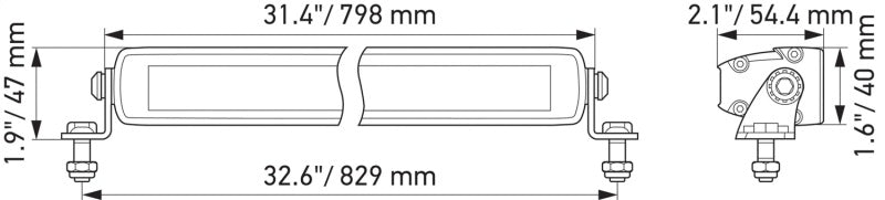 Hella Universal Black Magic 32in Thin Light Bar - Driving Beam Hella