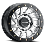 Raceline A12SB Squad 15x7in/4x137 BP/38mm Offset/110.18mm Bore - Silver & Black Ring Beadlock Wheel