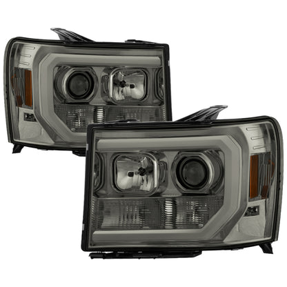 Spyder GMC Sierra 1500/2500/3500 07-13 V2 Projector Headlights - Smoke PRO-YD-GS07V2-LBDRL-SM SPYDER