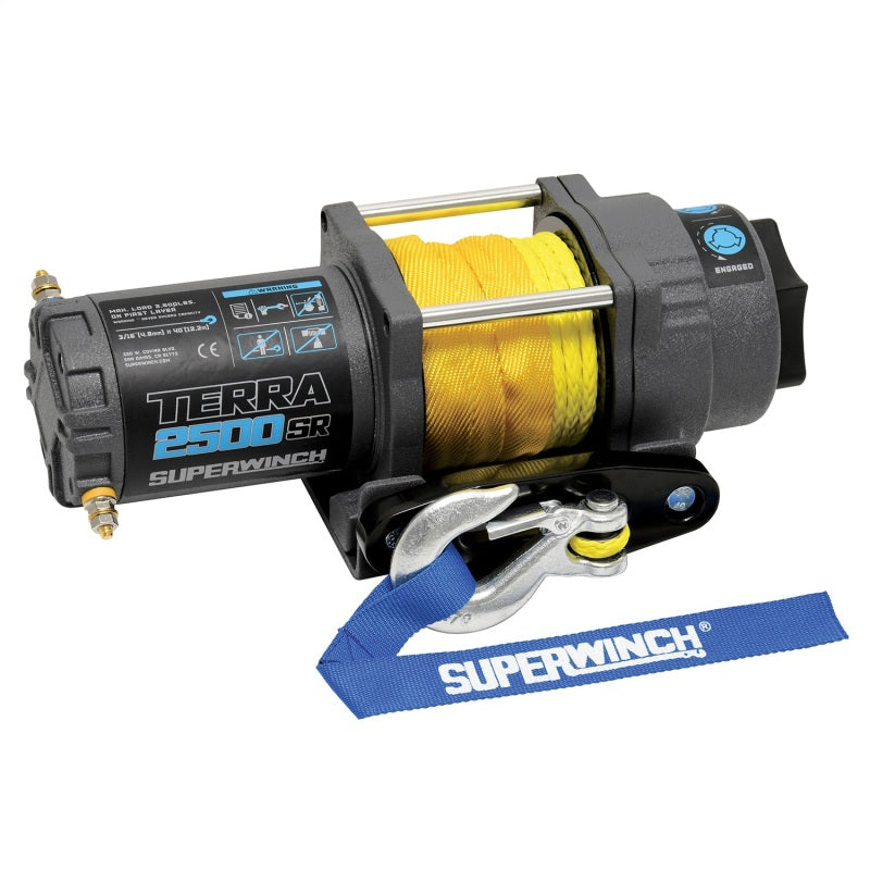 Superwinch 2500 LBS 12V DC 3/16in x 40ft Synthetic Rope Terra 2500SR Winch - Gray Wrinkle Superwinch