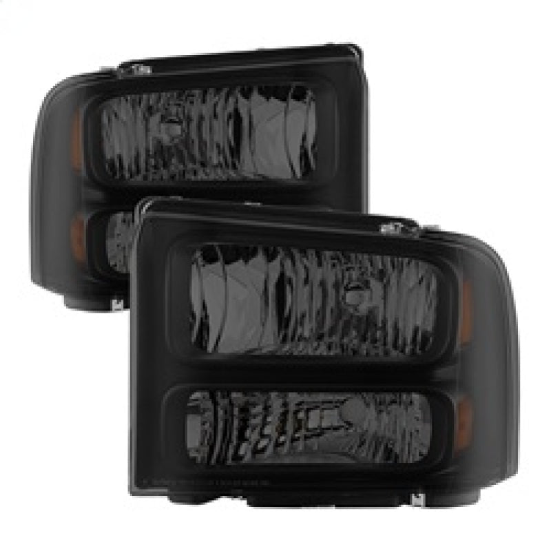 Xtune Ford F250 F350 F450 Superduty Excursion 99-04 Headlights Black Smoked HD-JH-FF25099-HA-BSM SPYDER