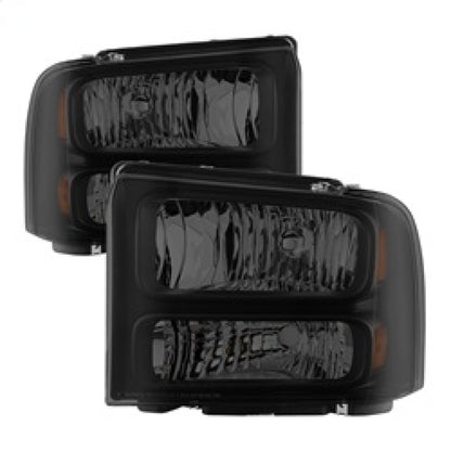 Xtune Ford F250 F350 F450 Superduty Excursion 99-04 Headlights Black Smoked HD-JH-FF25099-HA-BSM SPYDER
