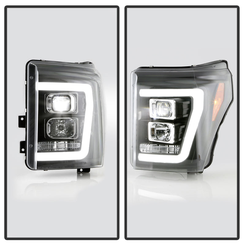 Spyder Ford F250/350/450 11-16 V2 High-Power LED Headlights-White Light Bar-Black PRO-YD-FS11V2PL-BK SPYDER