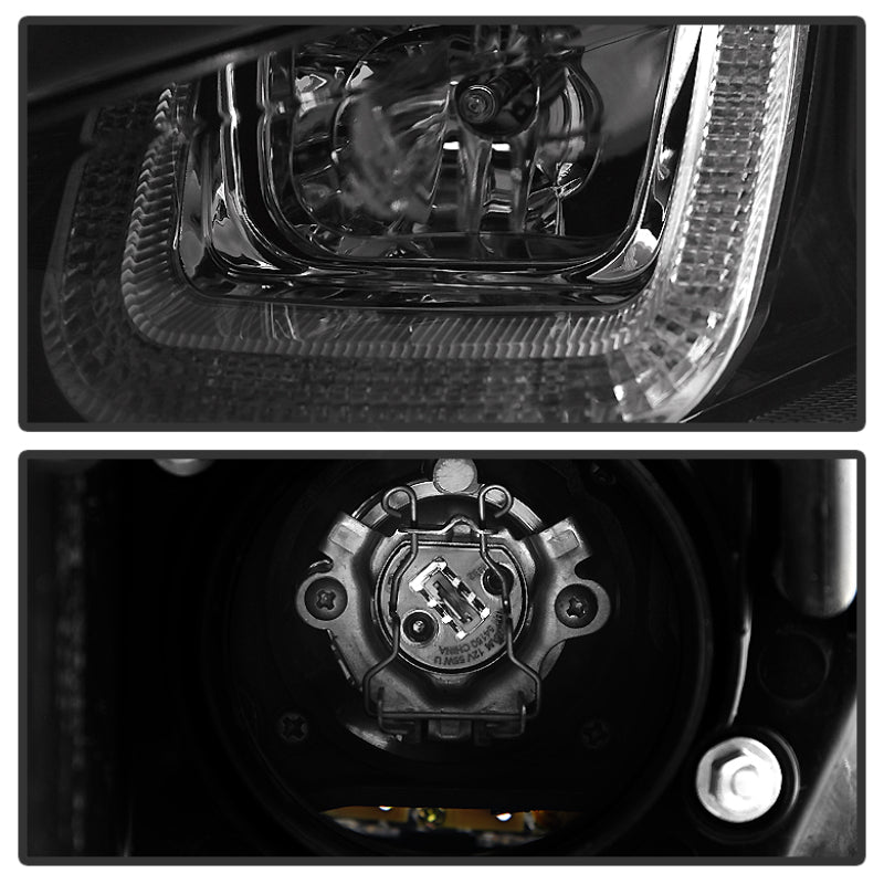 Spyder Volkswagen Golf VII 14-16 Projector Headlights DRL LED Blk Stripe Blk PRO-YD-VG15-BLK-DRL-BK SPYDER