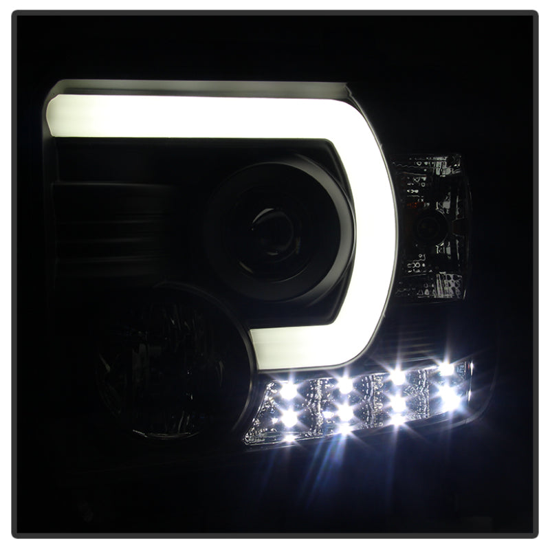 Spyder GMC Sierra 14-16 Projector Headlights Light Bar DRL Black PRO-YD-GS14-LBDRL-BK SPYDER