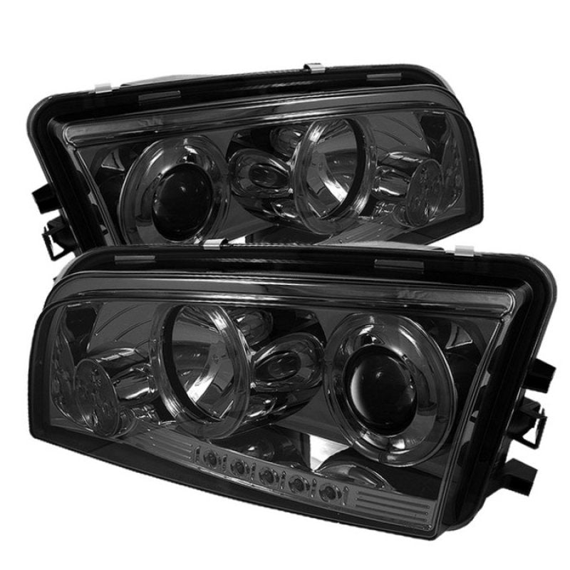 Spyder Dodge Charger 06-10 Projector Headlights Halogen Only - LED Halo LED Smke PRO-YD-DCH05-LED-SM SPYDER