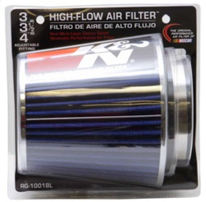 K&N Universal Air Filter Chrome Round Tapered Blue - 4in Flange ID x 1.125in Flange Length x 5.5in H K&N Engineering
