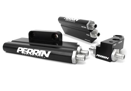 Perrin Subaru 02-14 WRX/2007+ STi Black Fuel Rail Top Feed Fuel Rail Set (Fuel Rail Bodies Only)