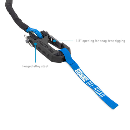 Borne Off-Road Winch Hook - 3/8in Rope - Hand Strap - Blue