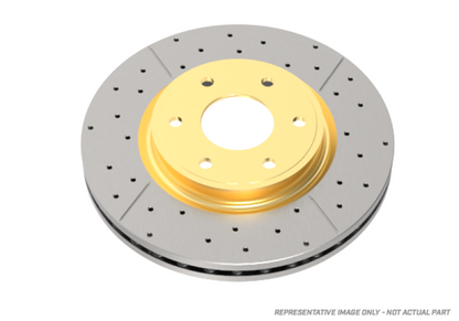 DBA 22-23 Audi A4 (w/350mm Front Rotor) Front Drilled & Slotted Street Series Rotor (w/Gold Hat)