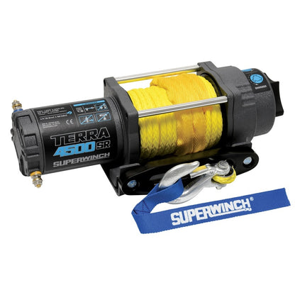 Superwinch 4500 LBS 12V DC 1/4in x 50ft Synthetic Rope Terra 4500SR Winch - Gray Wrinkle Superwinch