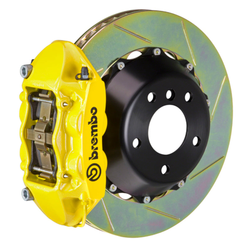 Brembo 16 98ster Spyder (Excl PCCB) Rr GT BBK 4Pis Cast 345x28 2pc Rtr Slot Type1-Yellow Brembo