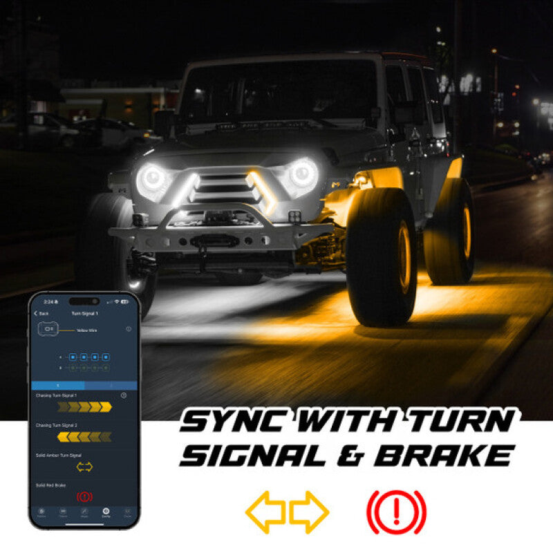 XKGlow XKmax 4x15in PRO RGBW Wheel Ring App Control Light Kit