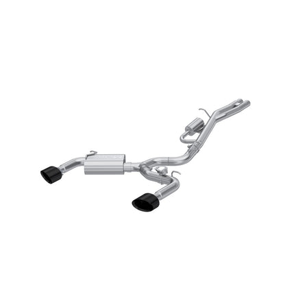 T304 Stainless Steel 3 Cat-Back Dual Split Rear with Oval Black Chrome Tips MBRP