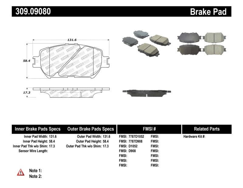 StopTech Performance 06 Lexus GS / 09-10 IS Front Brake Pads Stoptech