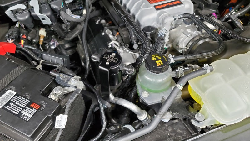 J&L 23-25 Ford F-150 Raptor R Oil Separator 3.0 Passenger Side - Black Anodized J&L