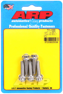 ARP 1/4in-28 x 1.000 12pt SS Bolts (5/pkg) ARP