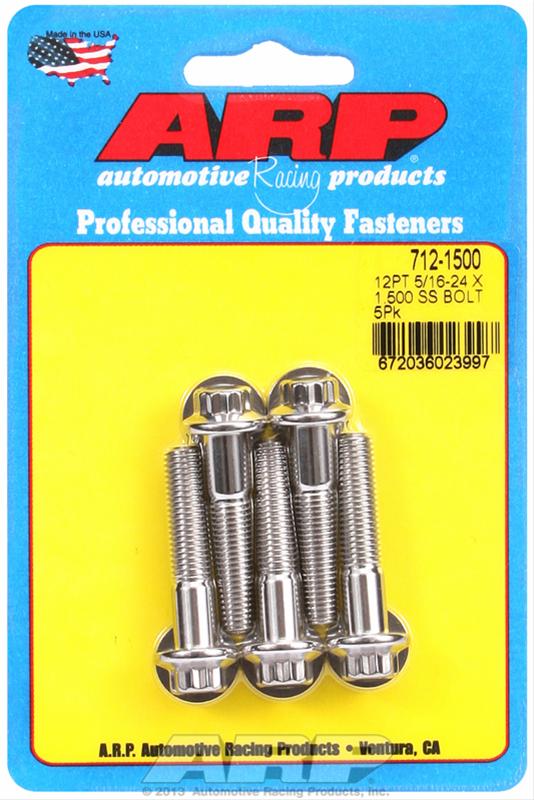 ARP 5/16 in.-24 RH Thread, 1.500 in 12 Point SS 300 Bolts - Set of 5 712-1500