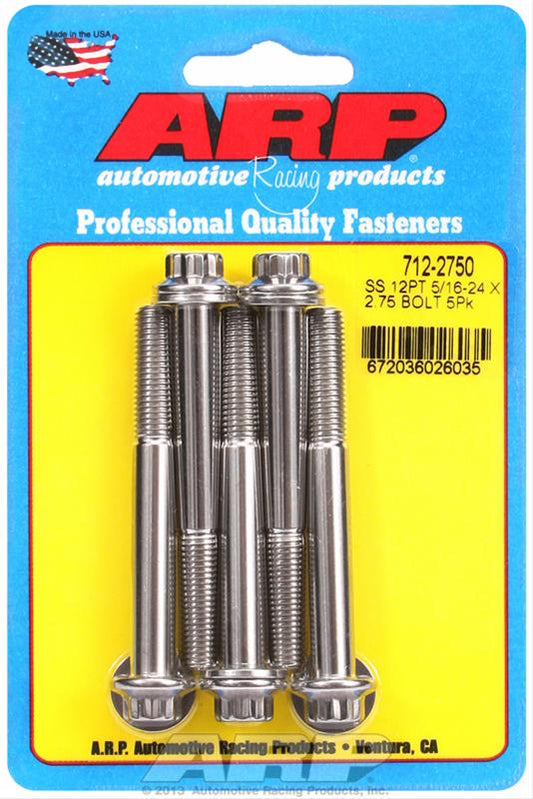 ARP 5/16-24 x 2.750 12-Point Stainless Steel Bolts (Set of 5) 712-2750